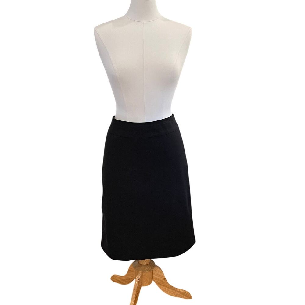 Lord & Taylor Black Cotton Blend Pencil Skirt, Back Slit, Minimalist, Office, 10